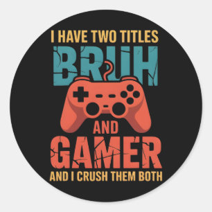 Funny Gamer Vintage Videospiele für Boys Bruh Son Runder Aufkleber