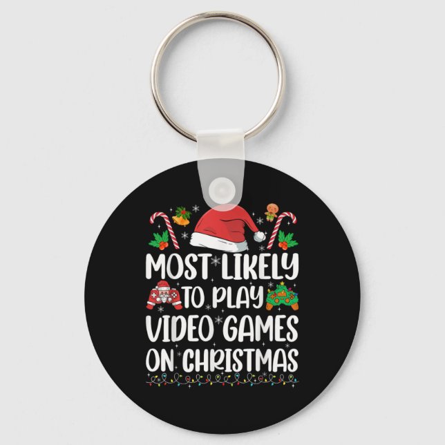 Funny Gamer Xmas Likely Play Video Games On Christ Schlüsselanhänger (Vorderseite)