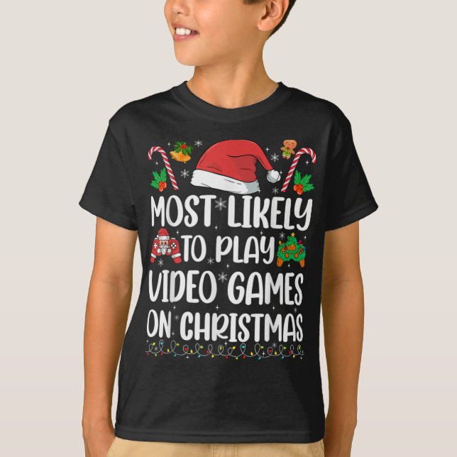 Funny Gamer Xmas Likely Play Video Games On Christ T-Shirt (Vorderseite)