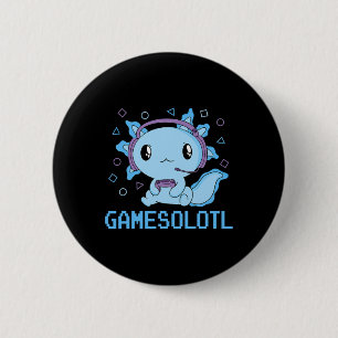 Funny Gamesolotl Anime Kawaii Gaming Axolotl Video Button