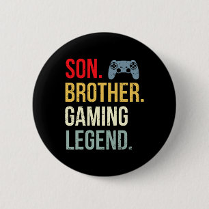 Funny Gaming Boys Girls Men Gamer Brother Video Ga Button