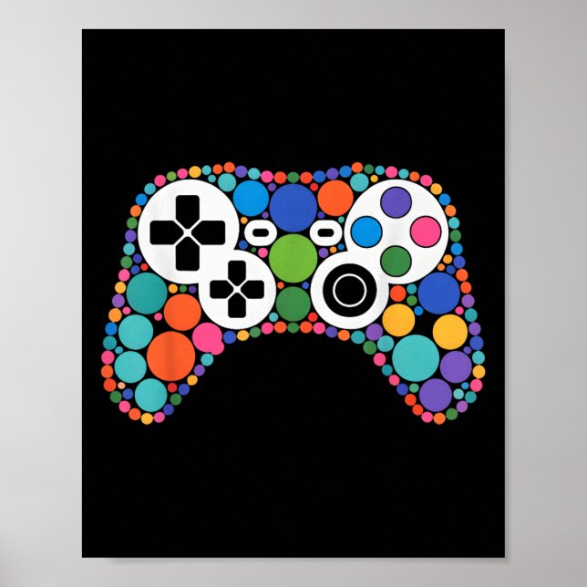Funny Gaming Controller Polka Dot Video Gamers Dot Poster (Vorne)