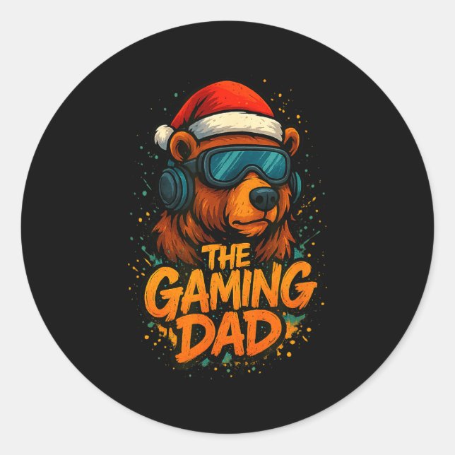 Funny Gaming Dad Christmas Outfit Gamer Gift  Runder Aufkleber (Vorderseite)