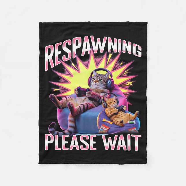 Funny Gaming Gamer Cat  Fleecedecke (Vorderseite)