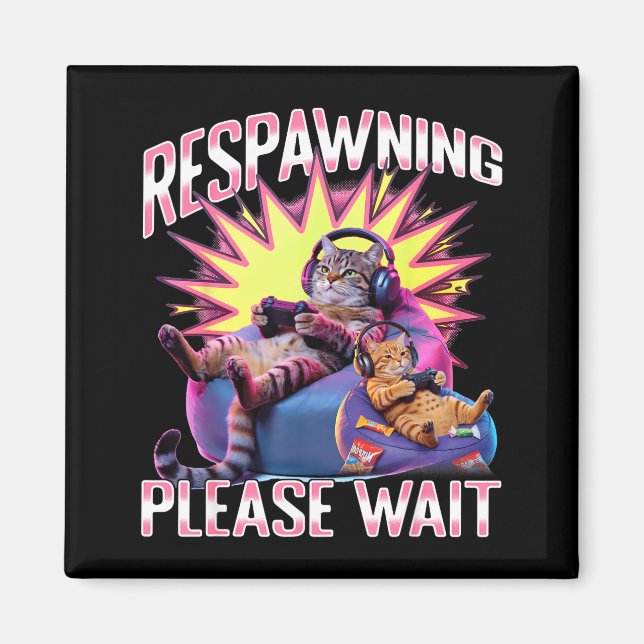 Funny Gaming Gamer Cat  Magnet (Vorne)