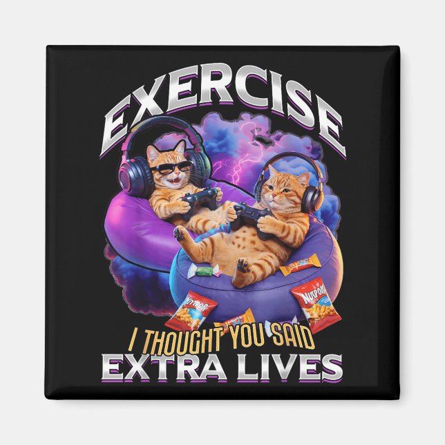 Funny Gaming Gamer Cat  Magnet (Vorne)