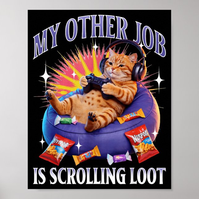Funny Gaming Gamer Cat  Poster (Vorne)