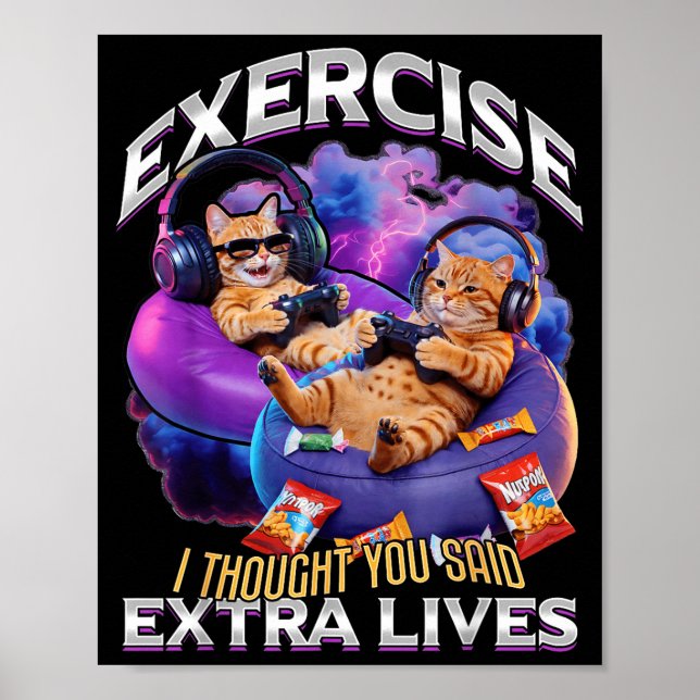 Funny Gaming Gamer Cat  Poster (Vorne)