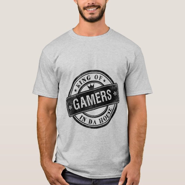 Funny Gaming Grunge T - Shirt King of Gamers (Vorderseite)