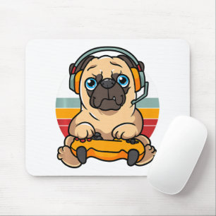 Funny Gaming Mops Dog Pet Lover Gamer Mousepad