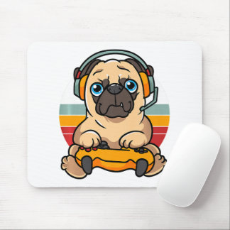 Funny Gaming Mops Dog Pet Lover Gamer Mousepad