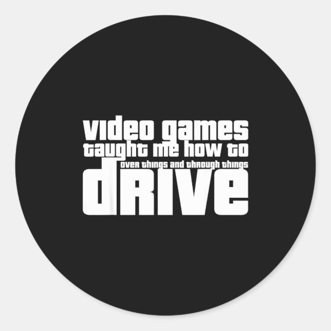 Funny Gaming New Driver Video Game Driving Instruc Runder Aufkleber (Vorderseite)