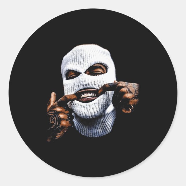 Funny Gangster Gangsta Hip Hop Hiphop Gold Teeth H Runder Aufkleber (Vorderseite)