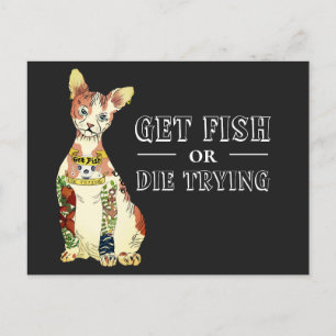 Funny Gangster Sphynx Cat Tattoo Illustration Postkarte