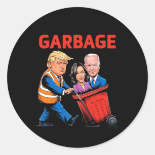 Funny Garbage für Trump 2024 - Zeit, den Kampf zu  Runder Aufkleber