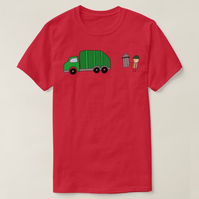 Funny Garbage Man hält Mülleimer mit Müll T T-Shirt (Design vorne)