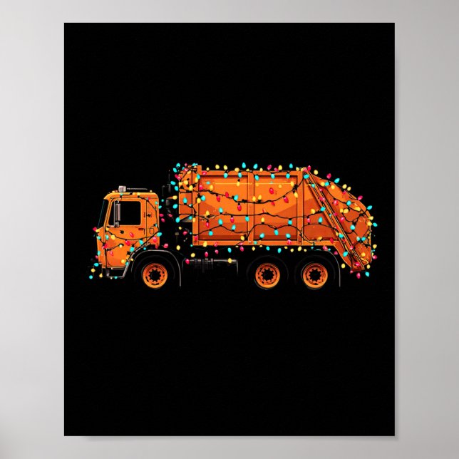 Funny Garbage Truck Christmas Graphics Lights Love Poster (Vorne)