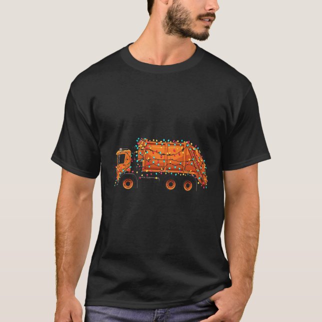 Funny Garbage Truck Christmas Graphics Lights Love T-Shirt (Vorderseite)