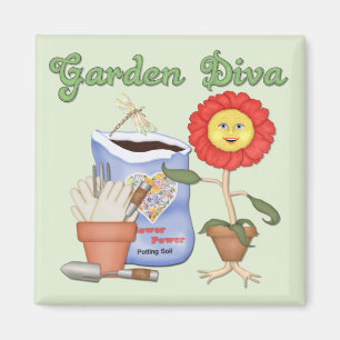 Funny Garden Diva Magnet