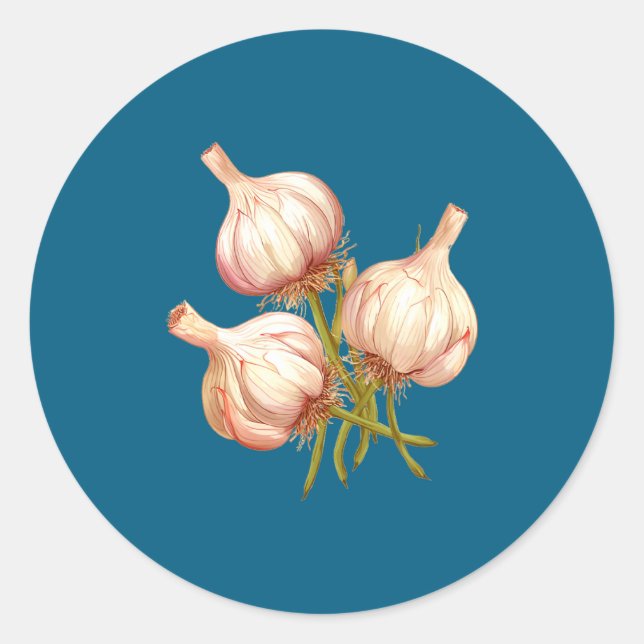 Funny Garlic Plants  Runder Aufkleber (Vorderseite)