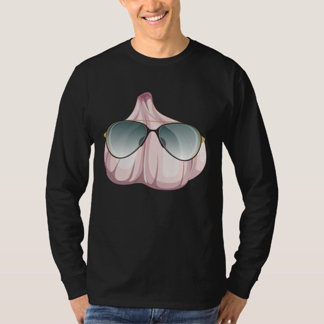 Funny Garlic With Shades Outfit Love Spices T-Shirt (Vorderseite)