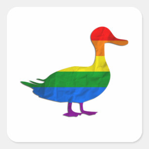 Funny Gay and Lesbian Pride Duck, Quack Quack Quadratischer Aufkleber