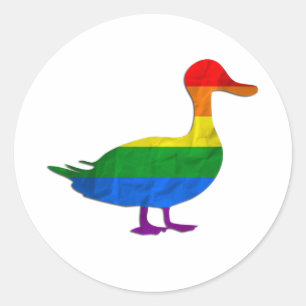 Funny Gay and Lesbian Pride Duck, Quack Quack Runder Aufkleber