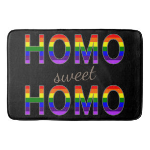 Funny Gay Homo Sweet Homo Rainbow Colors Badematte