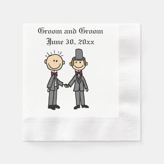 Funny Gay Marriage Grooms Cartoon Serviette (Vorderseite)