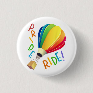 Funny Gay Pride Hot Air Ballon Rainbow Ride Gays Button