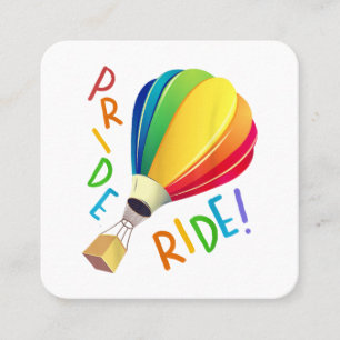 Funny Gay Pride Hot Air Ballon Rainbow Ride Gays Quadratische Visitenkarte