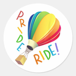Funny Gay Pride Hot Air Ballon Rainbow Ride Gays Runder Aufkleber