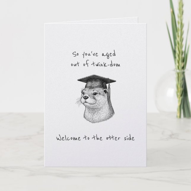 Funny Gay Twink 30th Otter Birthday Card punny Karte (Vorderseite)