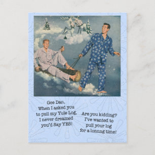 Funny Gay Weihnachten Log Postcard Postkarte