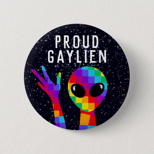 Funny GAYLIEN LGBT Gay Pride Button (Vorderseite)