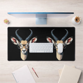 Funny Gazelle Gesicht für Safari und Brillenliebha Schreibtischunterlage