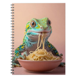 Funny Gecko Eating Spaghetti Notizblock