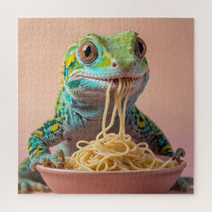 Funny Gecko Eating Spaghetti Puzzle