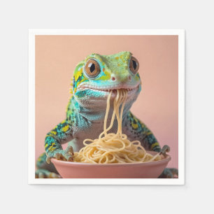 Funny Gecko Eating Spaghetti Serviette