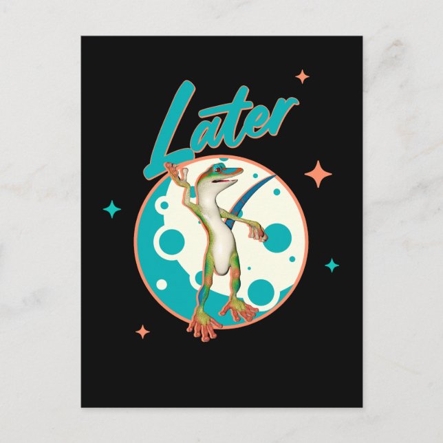 Funny Gecko Spater Postkarte (Vorderseite)