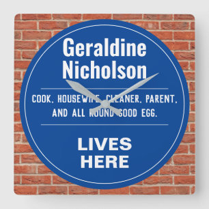 Funny Gedenkstätte Wall Plaque Quadratische Wanduhr