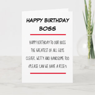 Funny Gedicht Boss Happy Birthday Karte