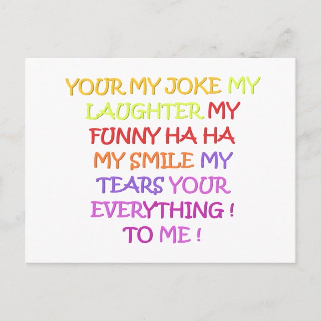 Funny Gedicht Liebe mit Kunstdesign für jeden Postkarte (Vorderseite)