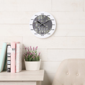 Funny Geek Binary Clock mit Circuit Board Effekt Große Wanduhr