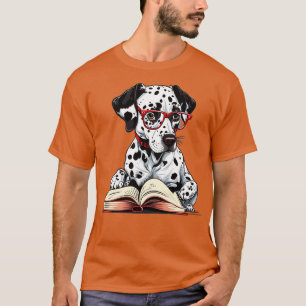 Funny Geek Dalmatiner Dog Lesen eines Buches T-Shirt