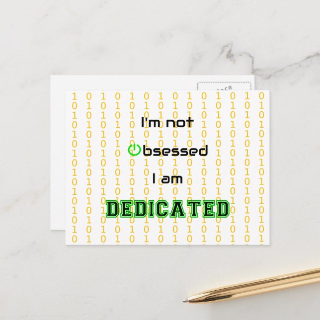 Funny Geek gewidmet nicht besessen Postkarte (Vorderseite/Rückseite Beispiel)