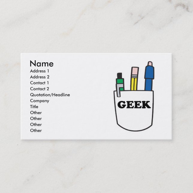 Funny GEEK Pocket Protected Business Cards Visitenkarte (Vorderseite)