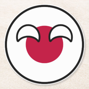 Funny Geeky Japan Countryball Flag Runder Pappuntersetzer
