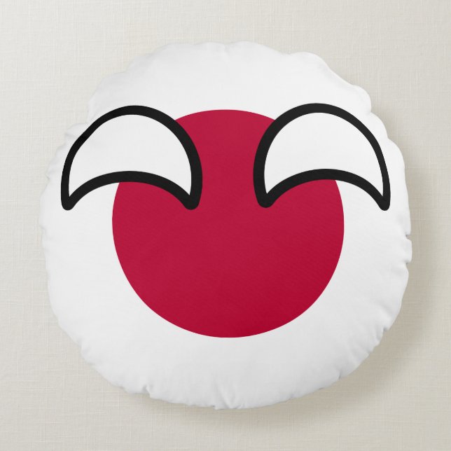 Funny Geeky Japan Countryball Flag Rundes Kissen (Vorderseite)