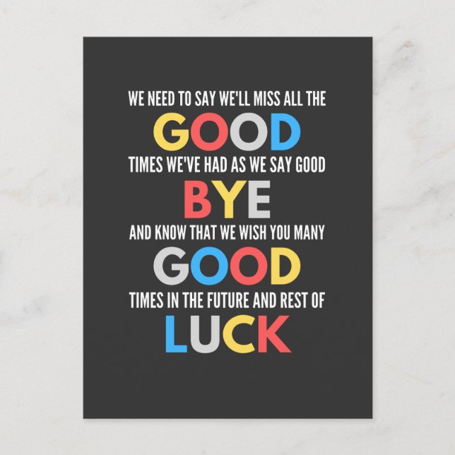 Funny geht weg Farewell Postkarte (Vorderseite)